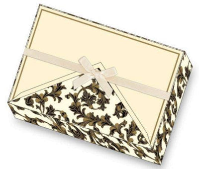 Gilded Black Classic Florentine Pattern | Rossi 1931 Italian Stationery-LetterSeals.com
