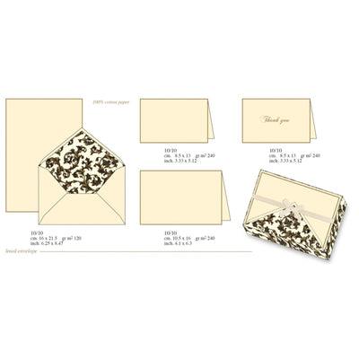 Gilded Black Classic Florentine Pattern | Rossi 1931 Italian Stationery-LetterSeals.com
