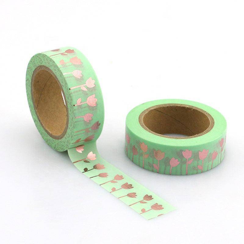 Gold Tulip Washi Tape-LetterSeals.com