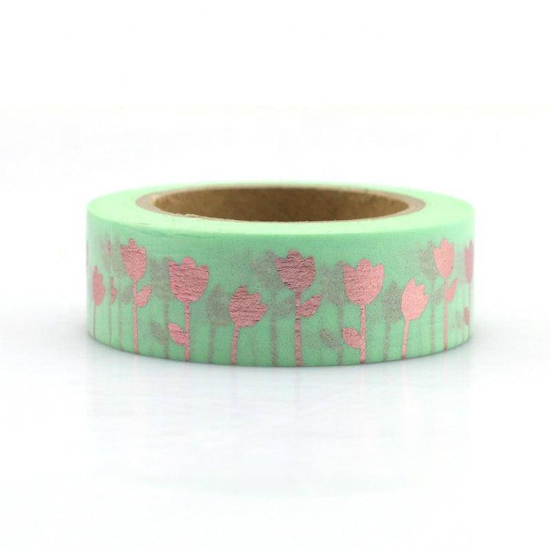 Gold Tulip Washi Tape-LetterSeals.com