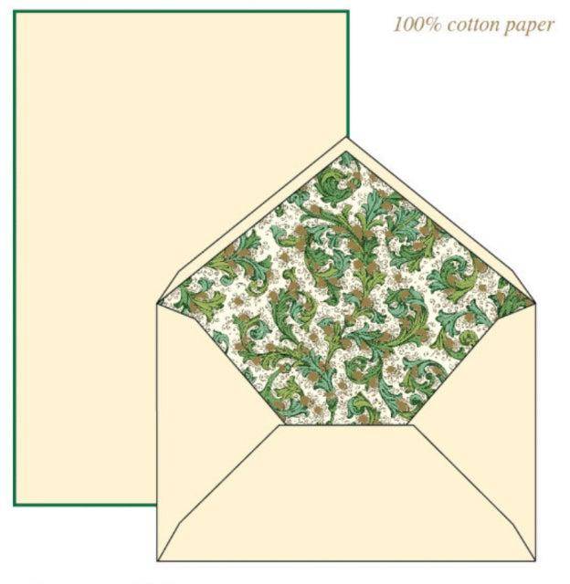 Green Classic Florentine Pattern | Rossi 1931 Italian Stationery-LetterSeals.com
