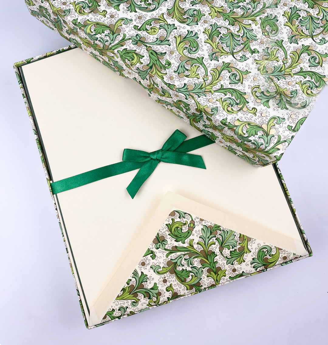 Green Florentine Writing Paper-LetterSeals.com