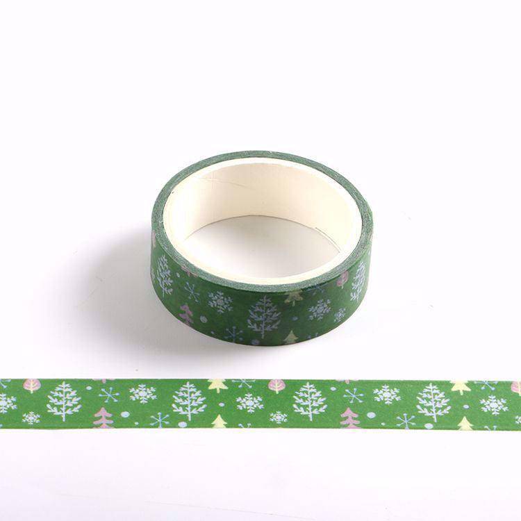 Green Winter Forest Washi Tape-LetterSeals.com