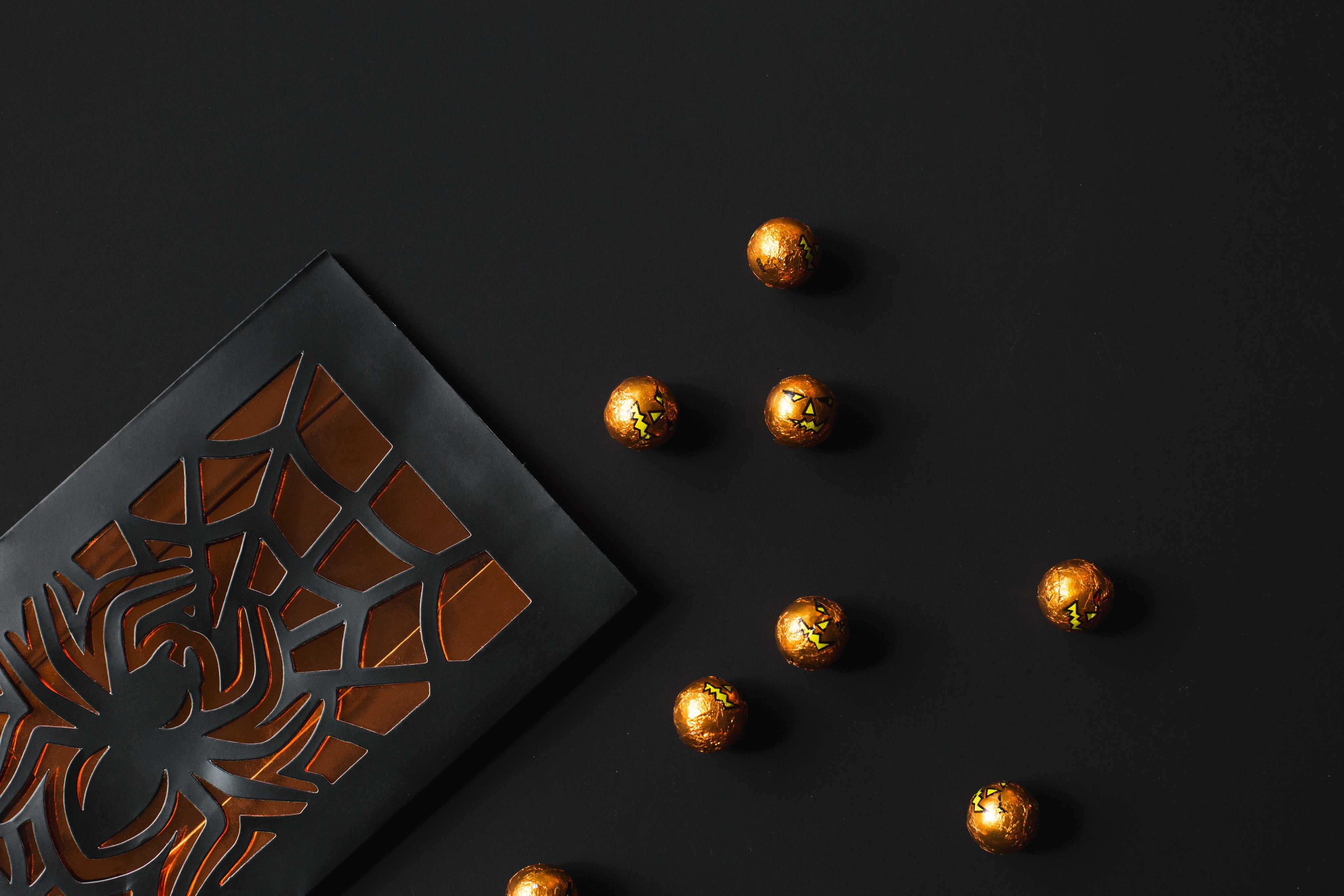 halloween-candy-and-decor-on-black[product-name]-LetterSeals.com