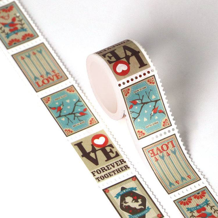 Heart Love Valentine Postage Themed Washi Tape-LetterSeals.com