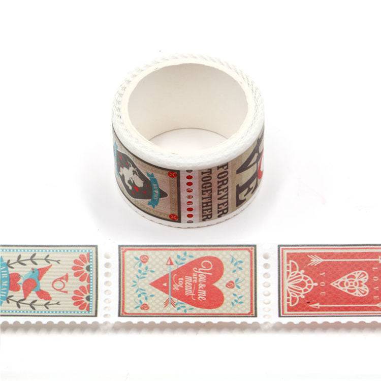 Heart Love Valentine Postage Themed Washi Tape-LetterSeals.com