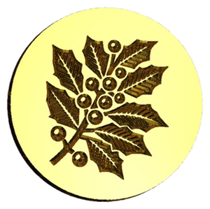 Holly Sprig Wax Seal Stamp, Woodcut Design- Made in USA- LetterSeals.com