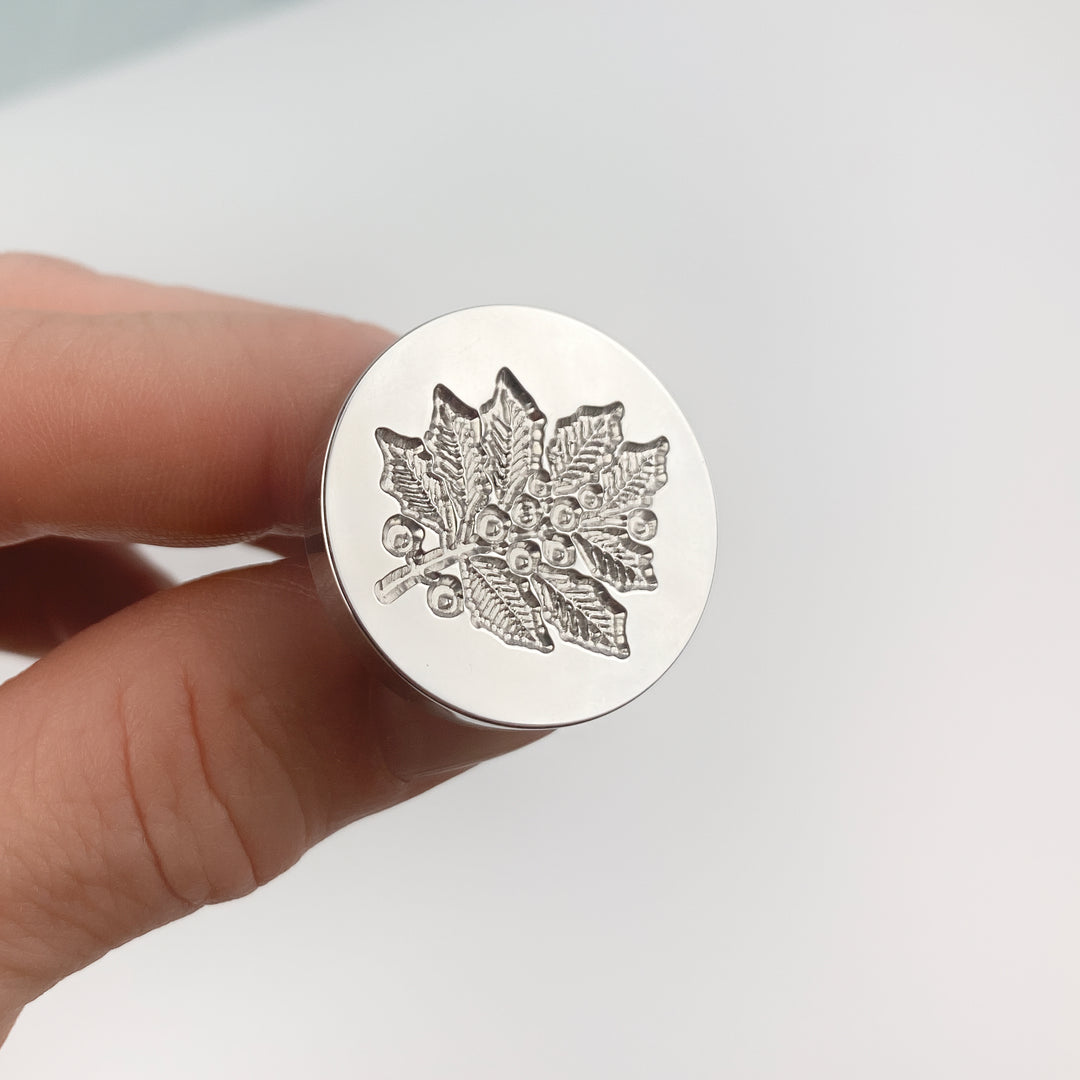 Holly Sprig Wax Seal Stamp, Woodcut Design- Made in USA- LetterSeals.com