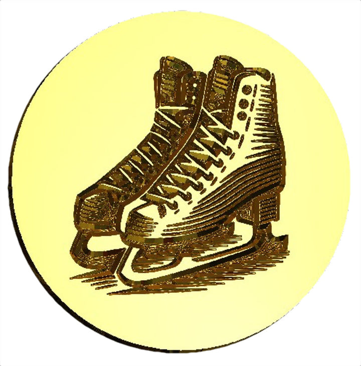 Ice Skates Wax Seal Stamp, Woodcut Design- Made in USA- LetterSeals.com