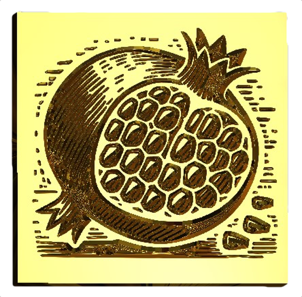 Linocut Pomegranate Wax Seal Stamp- Made in USA- LetterSeals.com