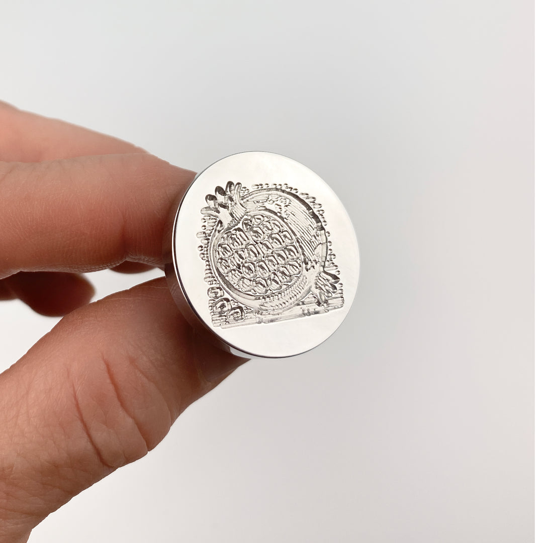 Linocut Pomegranate Wax Seal Stamp- Made in USA- LetterSeals.com