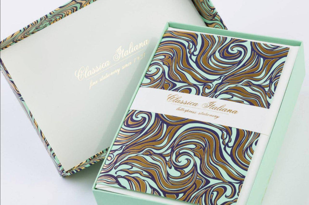 Marbled Classica Italiana Letterpress Stationery | 8 Color Choices | 10 Card Set | Rossi 1931-LetterSeals.com
