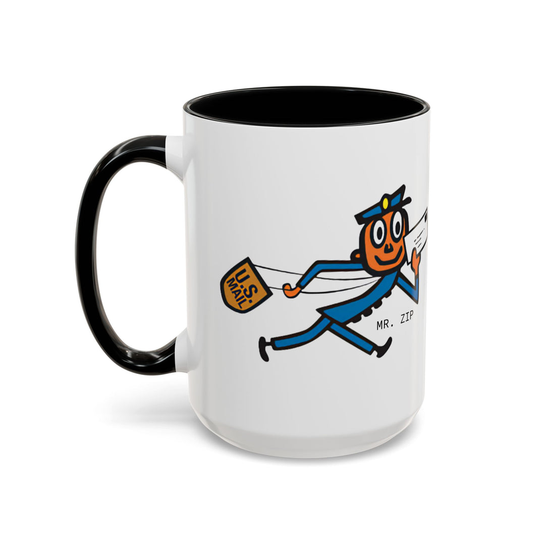 Mr. Zip Coffee Mug - Fun Postman Design, Gifts for Mail Lovers, Unique Home Decor, Office Mug, Postal Service Collectible-LetterSeals.com