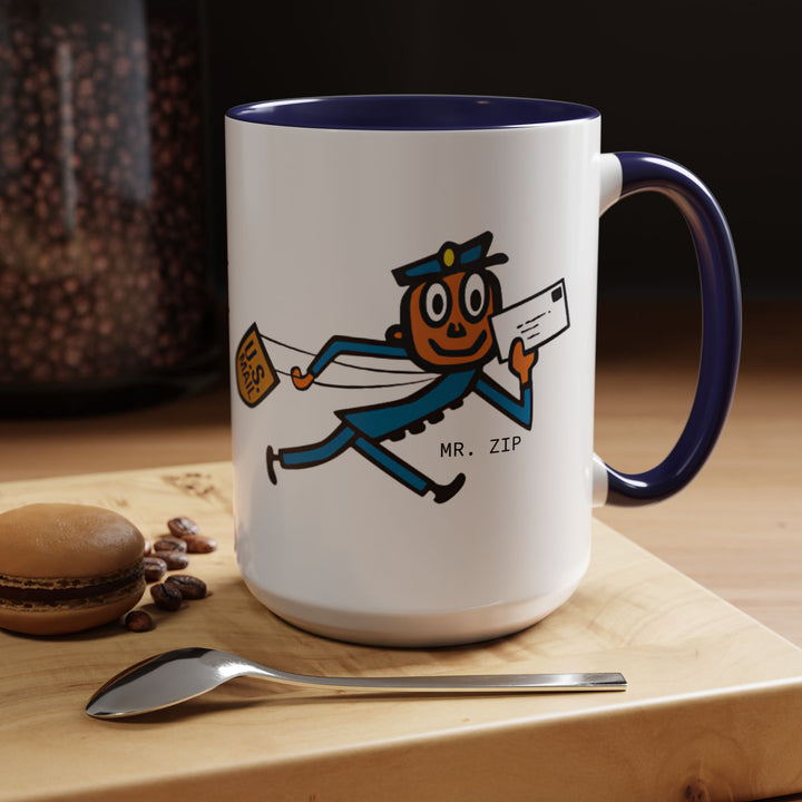 Mr. Zip Coffee Mug - Fun Postman Design, Gifts for Mail Lovers, Unique Home Decor, Office Mug, Postal Service Collectible-LetterSeals.com