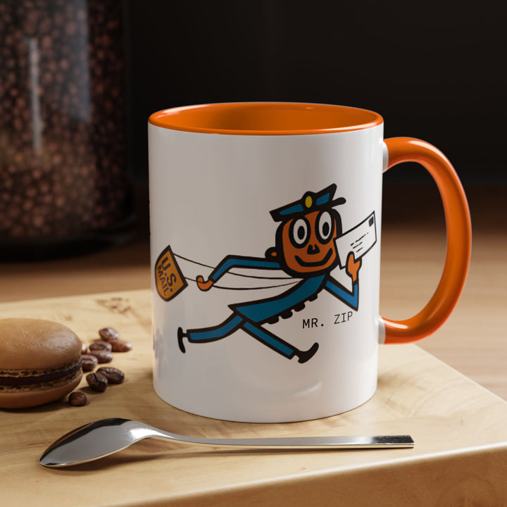 Mr. Zip Coffee Mug - Fun Postman Design, Gifts for Mail Lovers, Unique Home Decor, Office Mug, Postal Service Collectible-LetterSeals.com