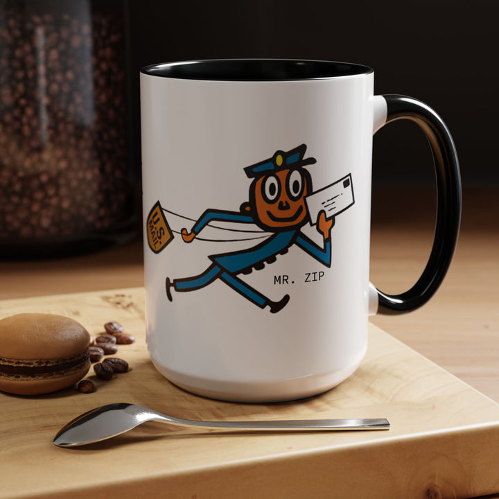 Mr. Zip Coffee Mug - Fun Postman Design, Gifts for Mail Lovers, Unique Home Decor, Office Mug, Postal Service Collectible-LetterSeals.com