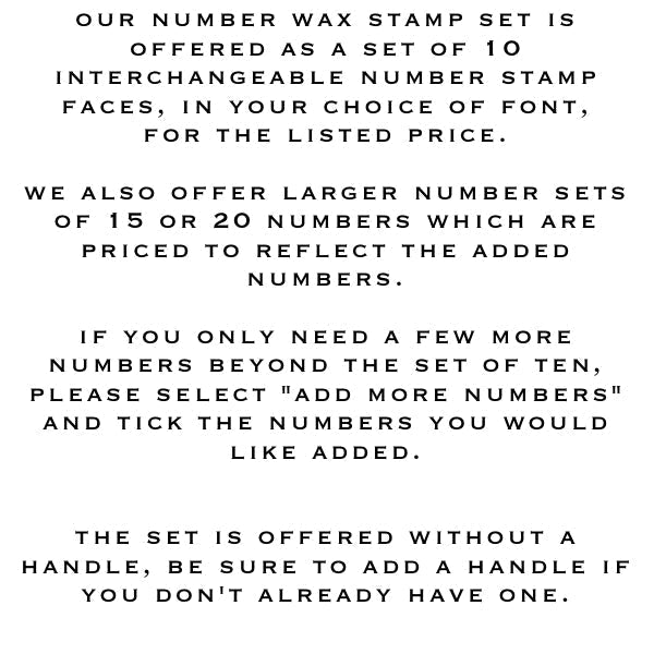 Numbered Wax Seal Stamp Set | 4 Fonts- Made in USA- LetterSeals.com