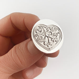 Ornate Heart Wax Seal Stamp- Made in USA- LetterSeals.com