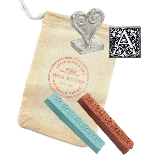Ornate Initial Wax Stamp + Wax Set- Made in USA- LetterSeals.com