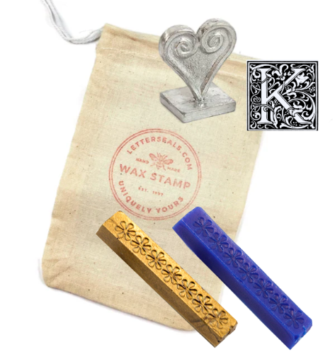 Ornate Initial Wax Stamp + Wax Set- Made in USA- LetterSeals.com