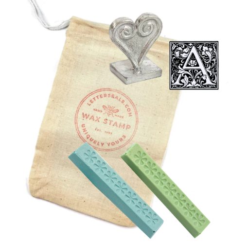 Ornate Initial Wax Stamp + Wax Set- Made in USA- LetterSeals.com