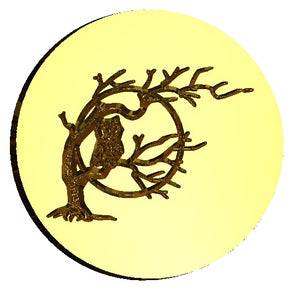 Owl on Branch with Moon Wax Seal Stamp- Made in USA- LetterSeals.com