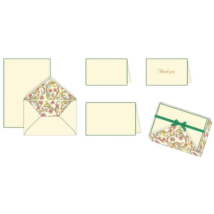 Pastel Art Nouveau Flower Pattern | Rossi 1931 Italian Stationery-LetterSeals.com