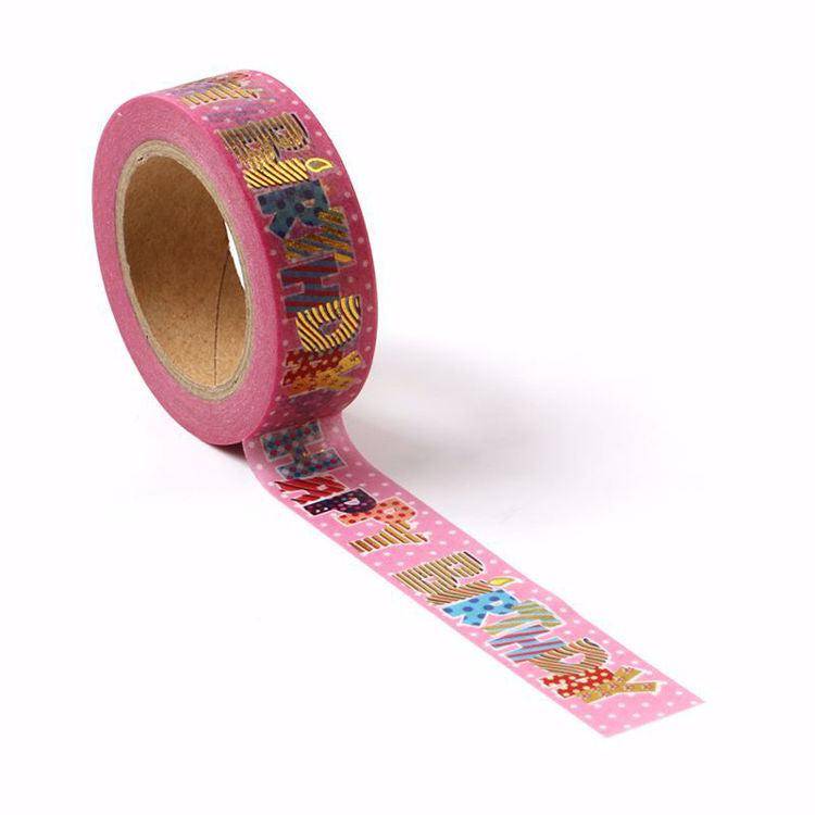 Pink Happy Birthday Washi Tape-LetterSeals.com