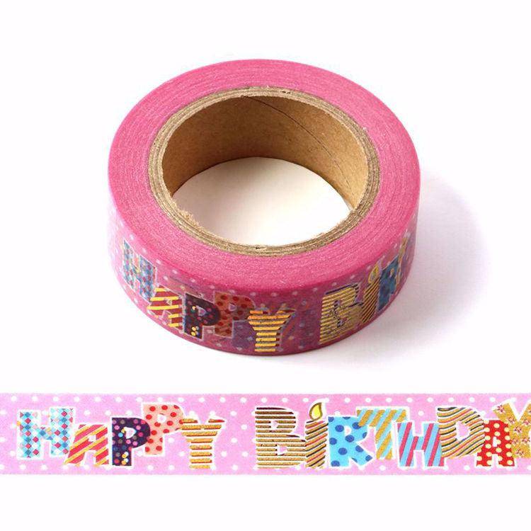 Pink Happy Birthday Washi Tape-LetterSeals.com