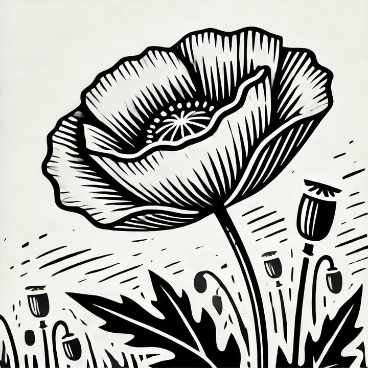 Poppy 2 Wax Seal Stamp, Woodcut Design- Made in USA- LetterSeals.com