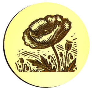 Poppy 2 Wax Seal Stamp, Woodcut Design- Made in USA- LetterSeals.com