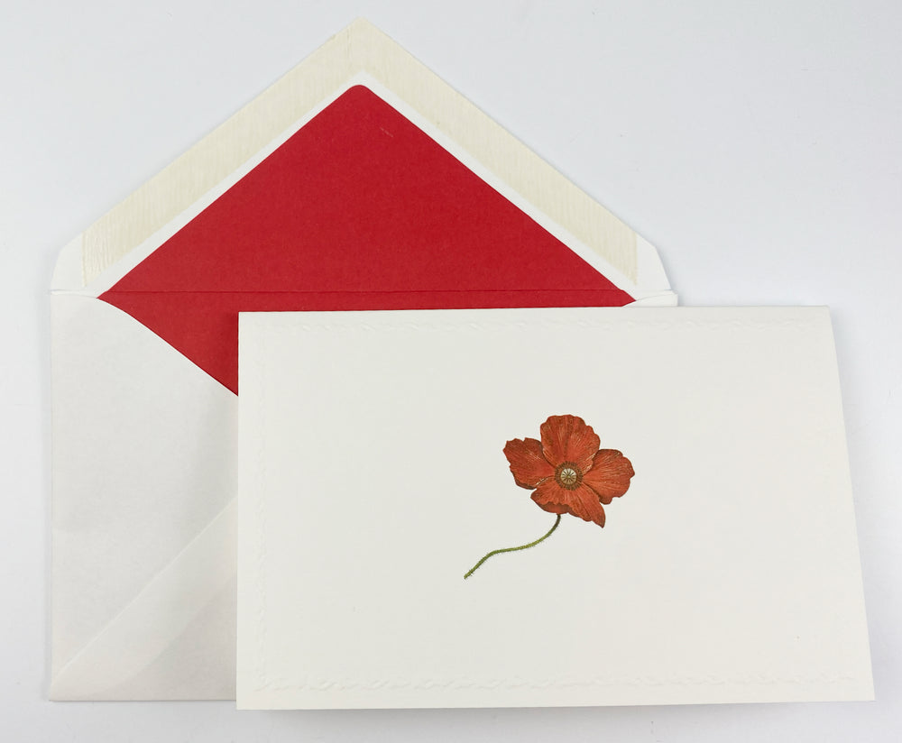 Poppy Motif Notecards | Rossi 1931 Italian Stationery-LetterSeals.com