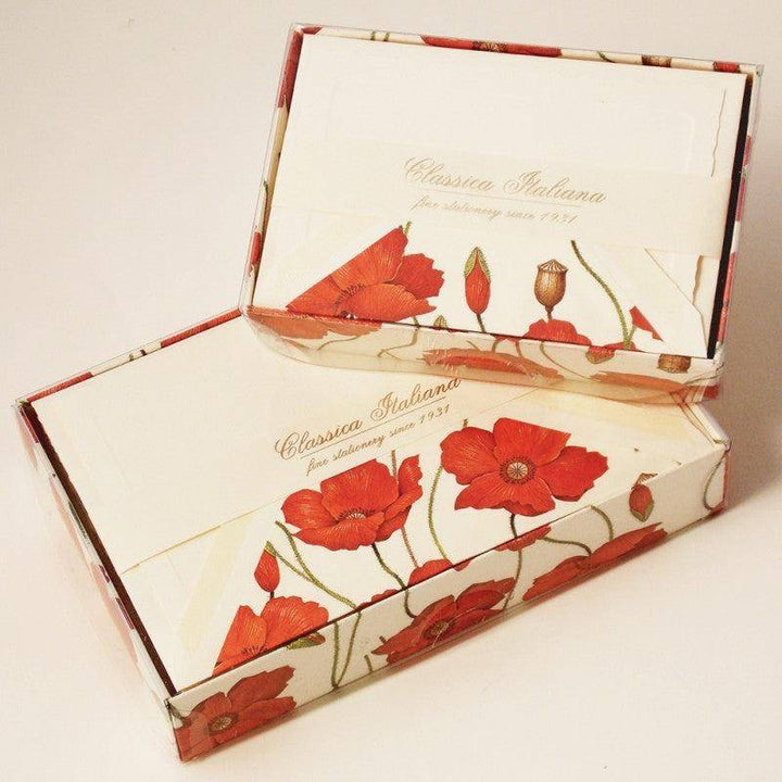 Poppy Note Cards | Rossi 1931 Italian Stationery-LetterSeals.com