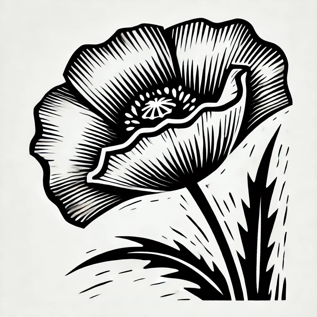 Poppy Wax Seal Stamp, Woodcut Design- Made in USA- LetterSeals.com