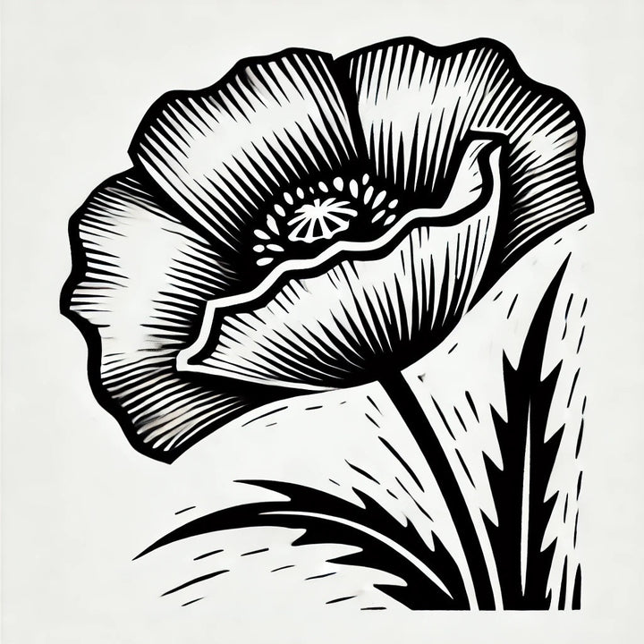 Poppy Wax Seal Stamp, Woodcut Design- Made in USA- LetterSeals.com