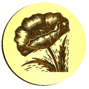 Poppy Wax Seal Stamp, Woodcut Design- Made in USA- LetterSeals.com