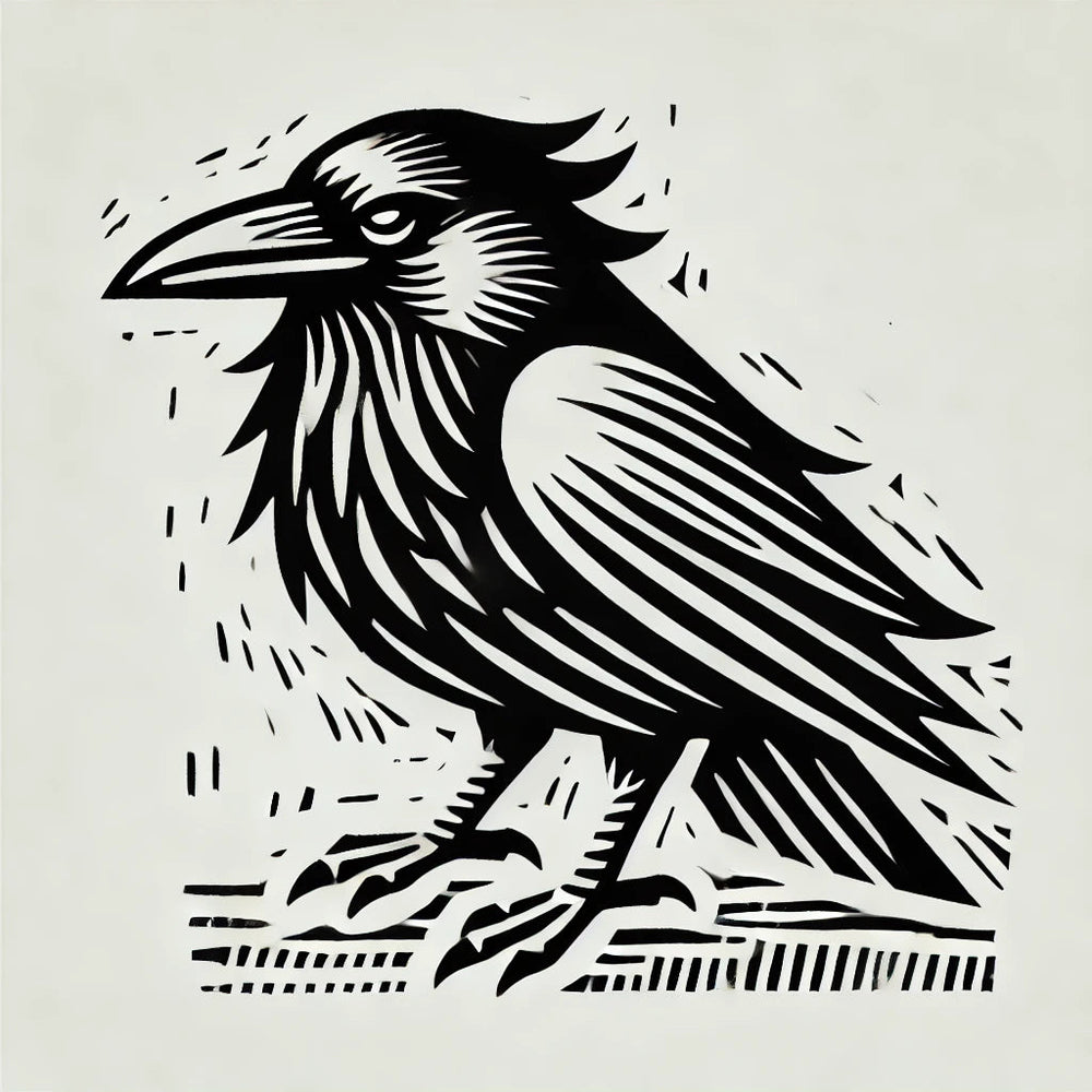 Raven 1 Wax Seal Stamp, Woodcut Design- Made in USA- LetterSeals.com