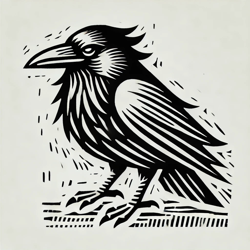 Raven 1 Wax Seal Stamp, Woodcut Design- Made in USA- LetterSeals.com