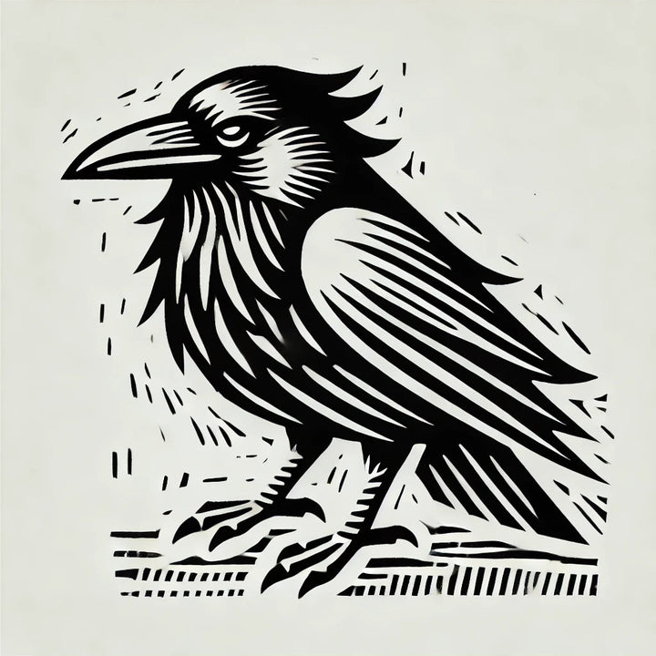 Raven 1 Wax Seal Stamp, Woodcut Design- Made in USA- LetterSeals.com