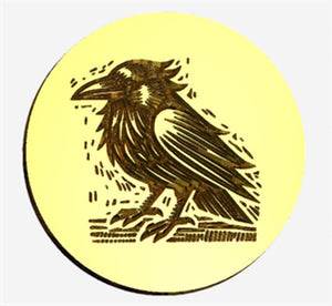 Raven 1 Wax Seal Stamp, Woodcut Design- Made in USA- LetterSeals.com