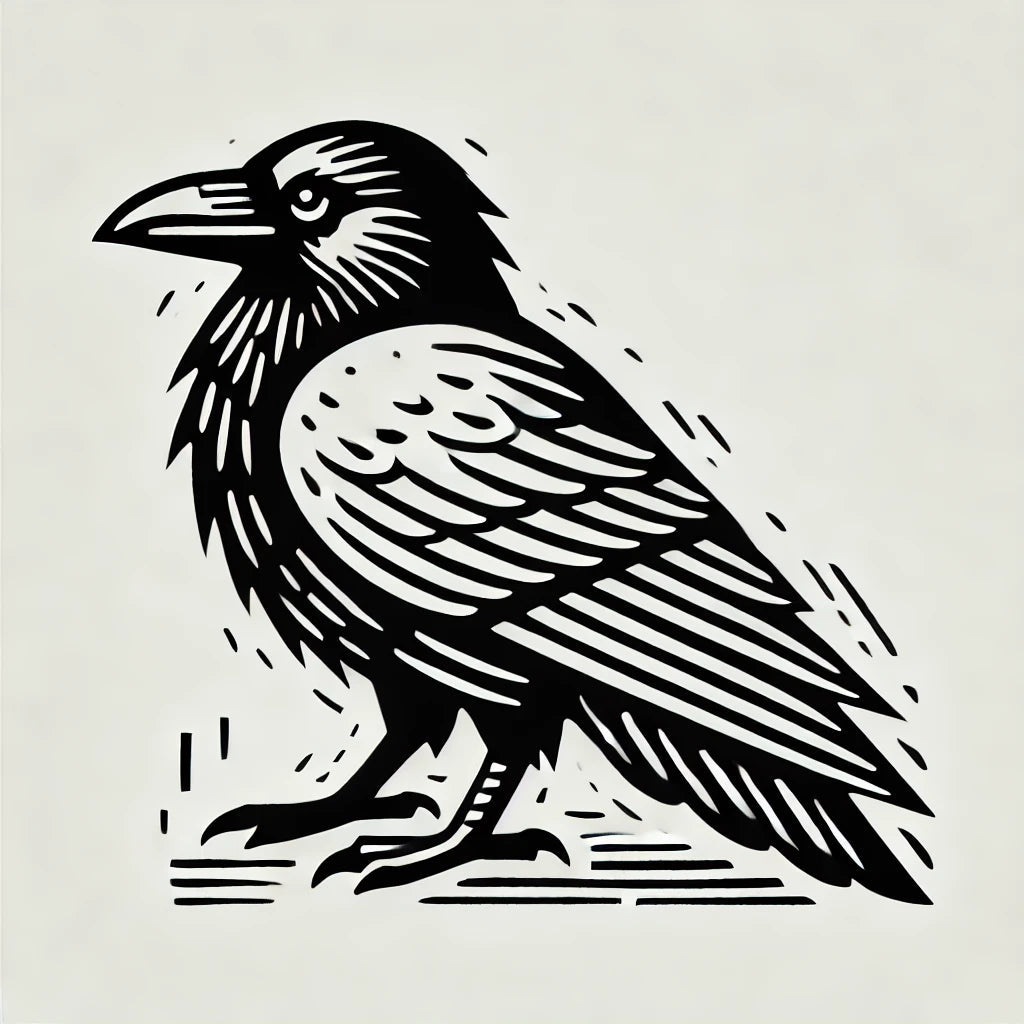 Raven 2 Linocut Design Wax Seal Stamp- Made in USA- LetterSeals.com