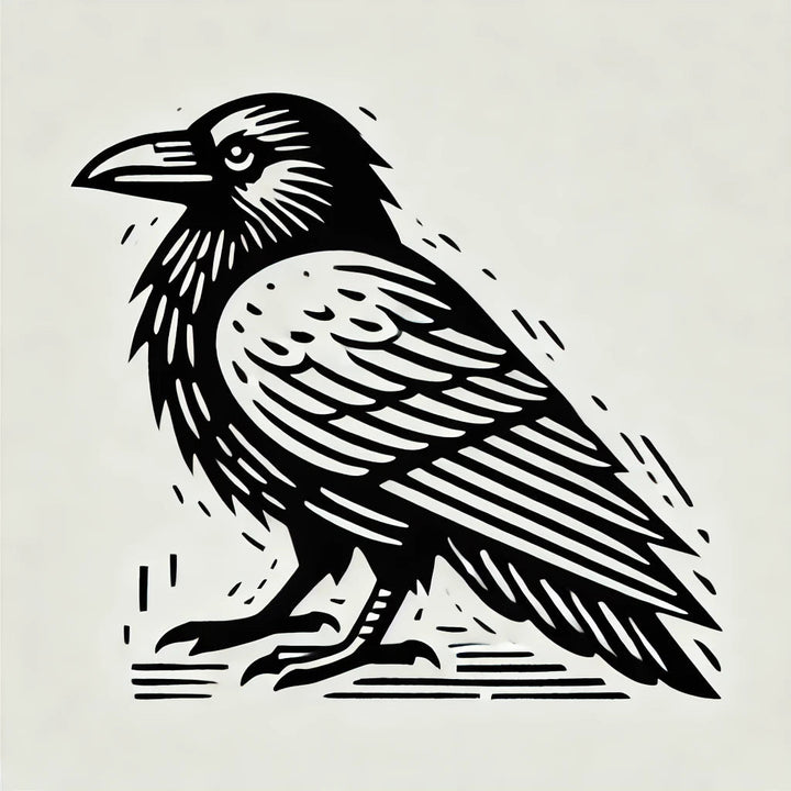 Raven 2 Linocut Design Wax Seal Stamp- Made in USA- LetterSeals.com