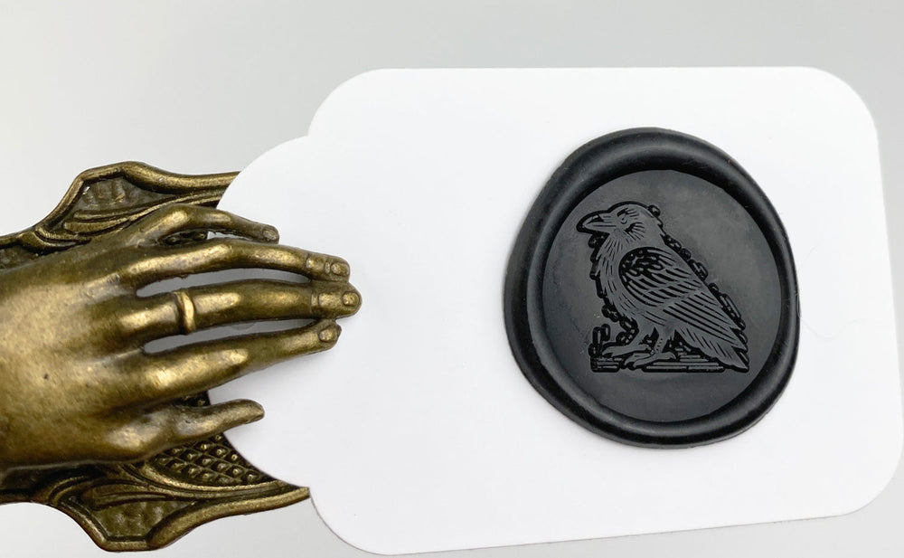 Raven 2 Wax Seal Stamp, Woodcut Design- Made in USA- LetterSeals.com