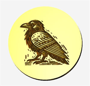 Raven 2 Wax Seal Stamp, Woodcut Design- Made in USA- LetterSeals.com