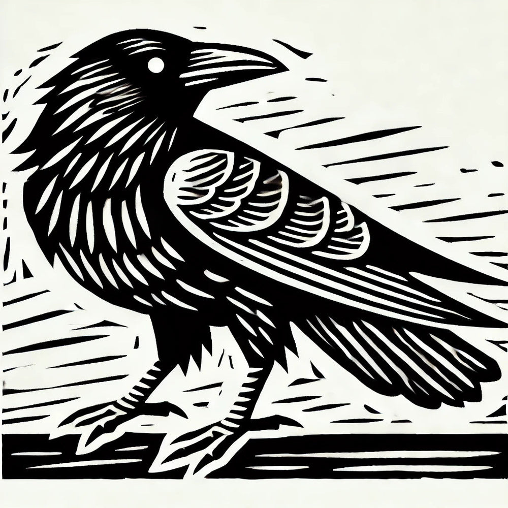 Raven 3 Wax Seal Stamp, Woodcut Design- Made in USA- LetterSeals.com