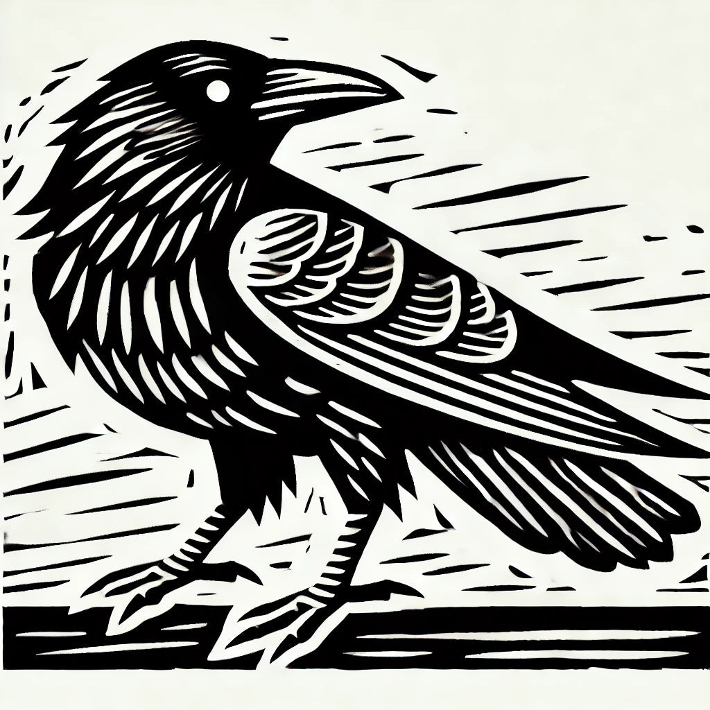 Raven 3 Wax Seal Stamp, Woodcut Design- Made in USA- LetterSeals.com