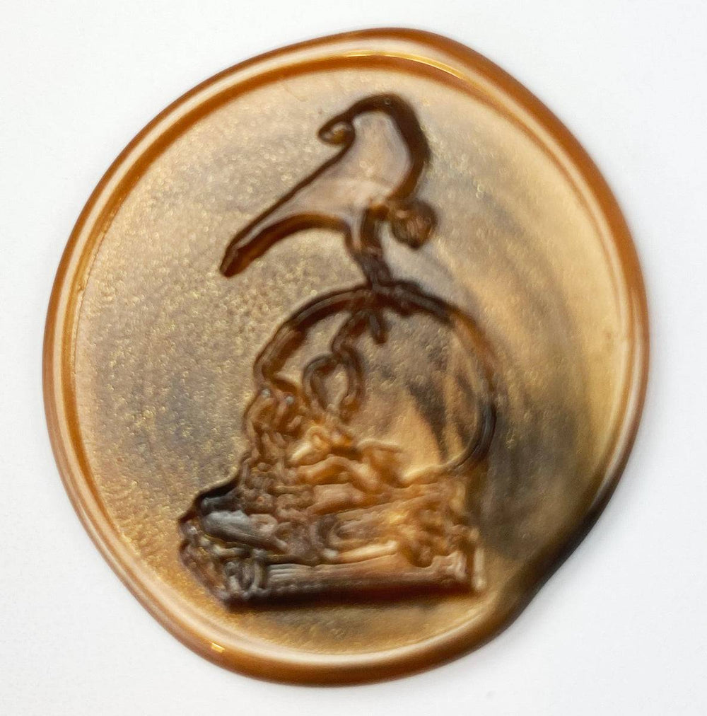 Raven on Skull + Books Wax Seal Stamp- Made in USA- LetterSeals.com