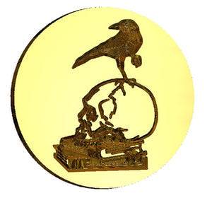 Raven on Skull + Books Wax Seal Stamp- Made in USA- LetterSeals.com