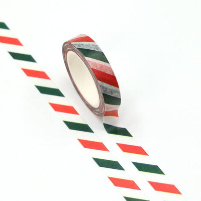Red and Green Stripe Washi Tape-LetterSeals.com