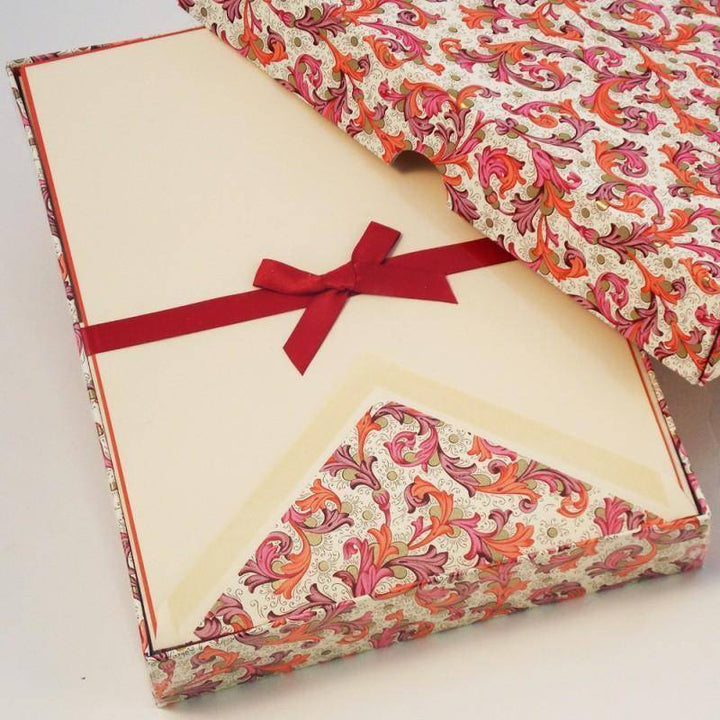 Red Florentine Pattern | Rossi 1931 Italian Stationery-LetterSeals.com